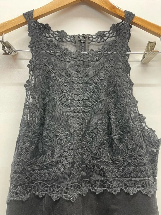 Bebe Black Crystal Bloom Embroider Tulle Lace Halter Dress goth witchy - Picture 6 of 7